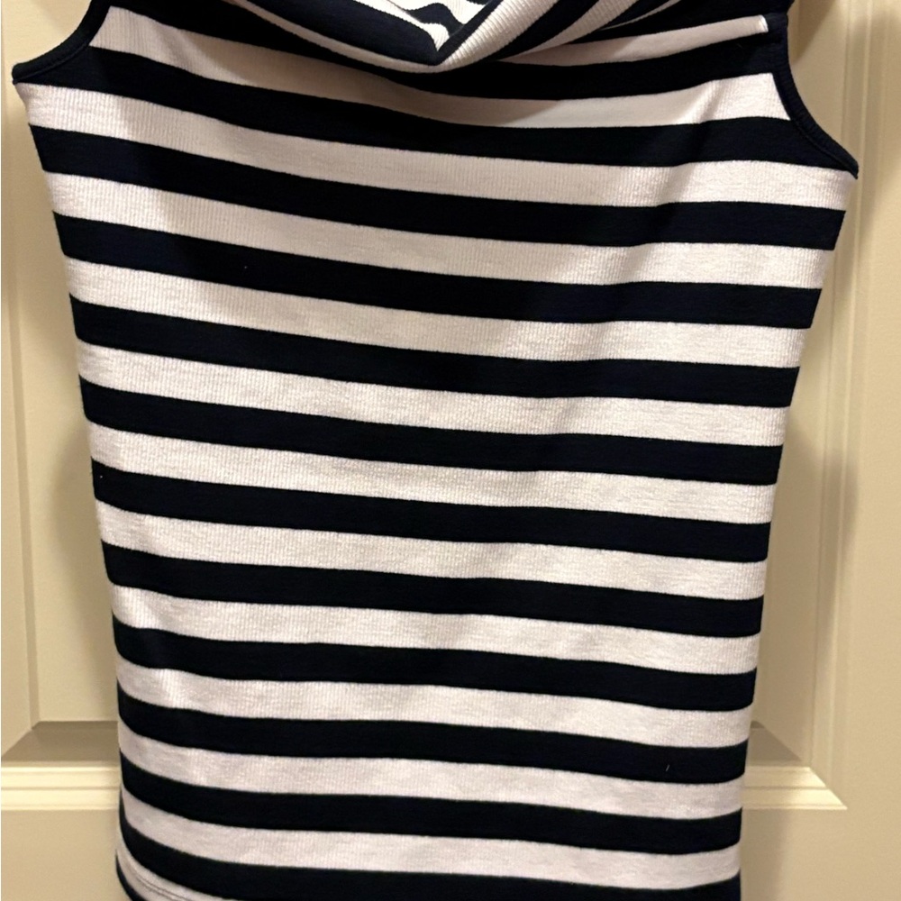 Banana Republic Navy and White Striped off the shoulder top